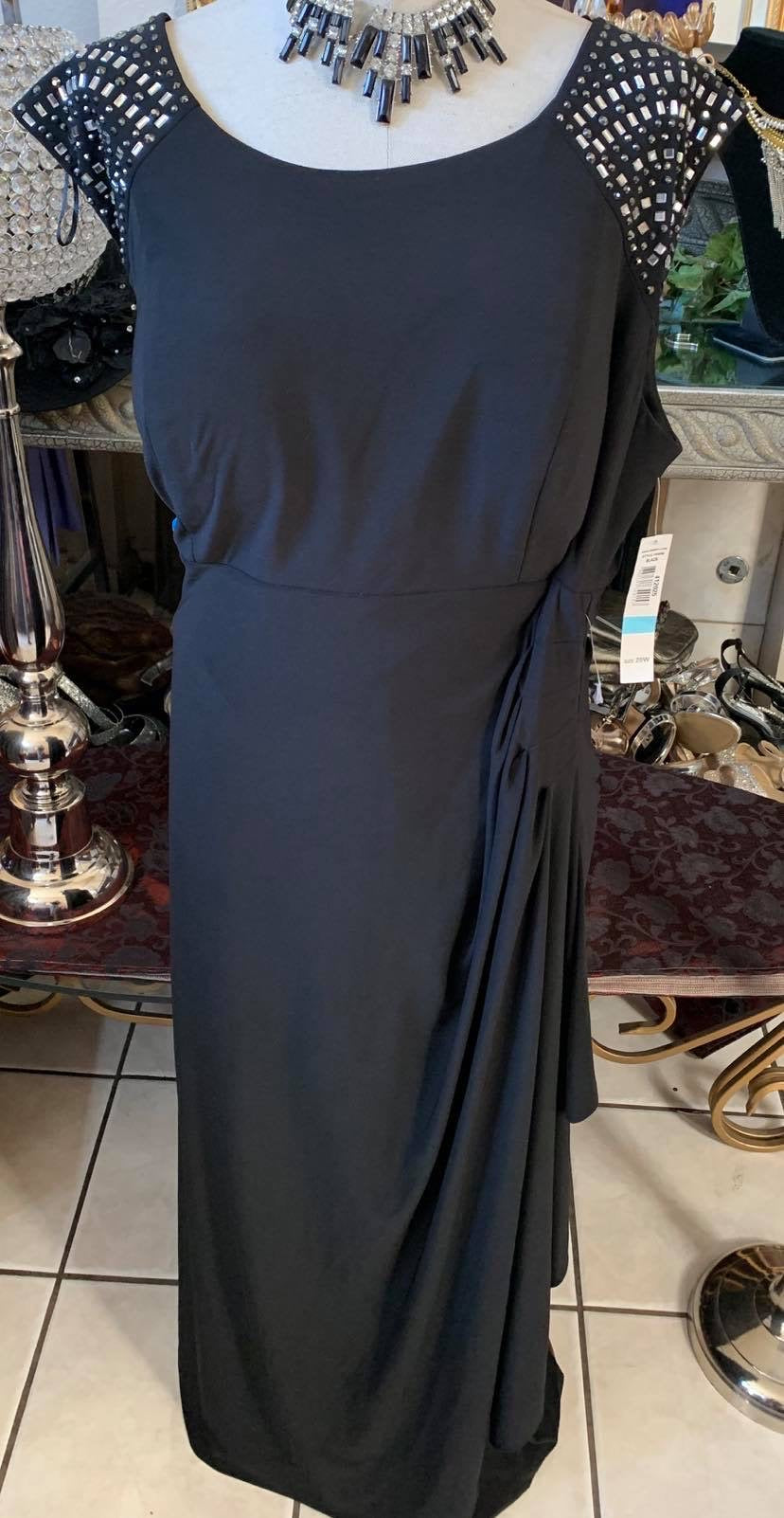 Black Beaded Sleeve Dress
