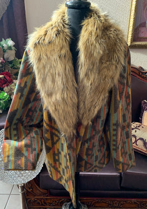 Beautiful Multicolored Coat w/ Fur