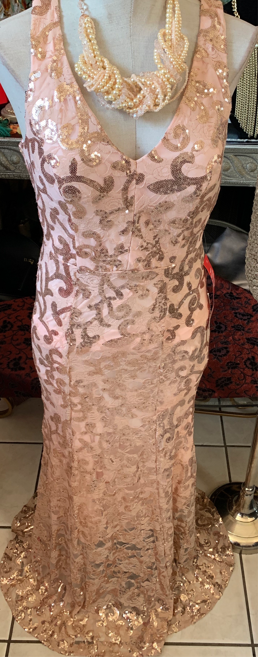 Peach Sequin Mermaid Dress
