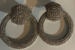 Beautiful Round Silver Bling Post back Earrings