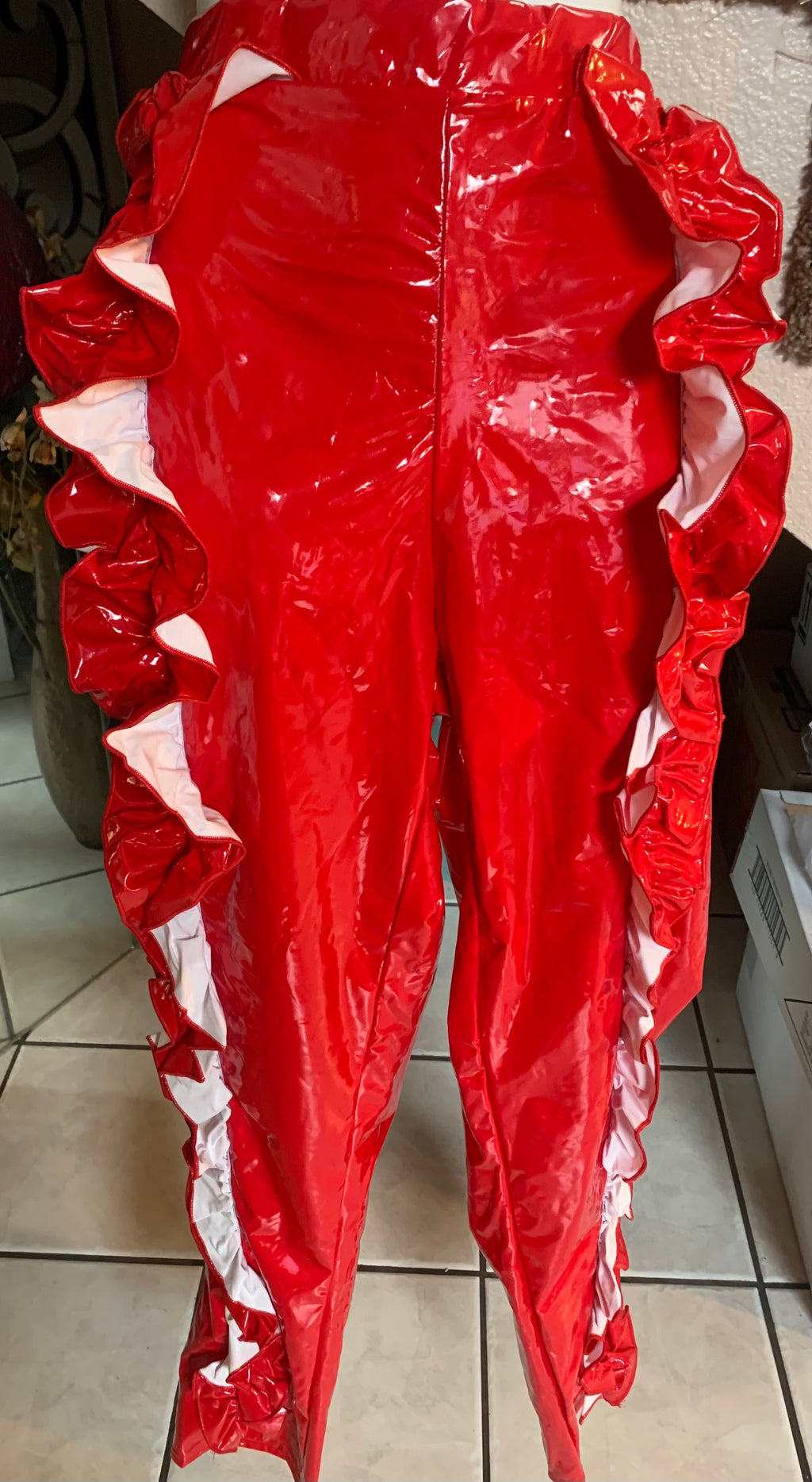 Beautiful Unique Red Vegan Leather Pants