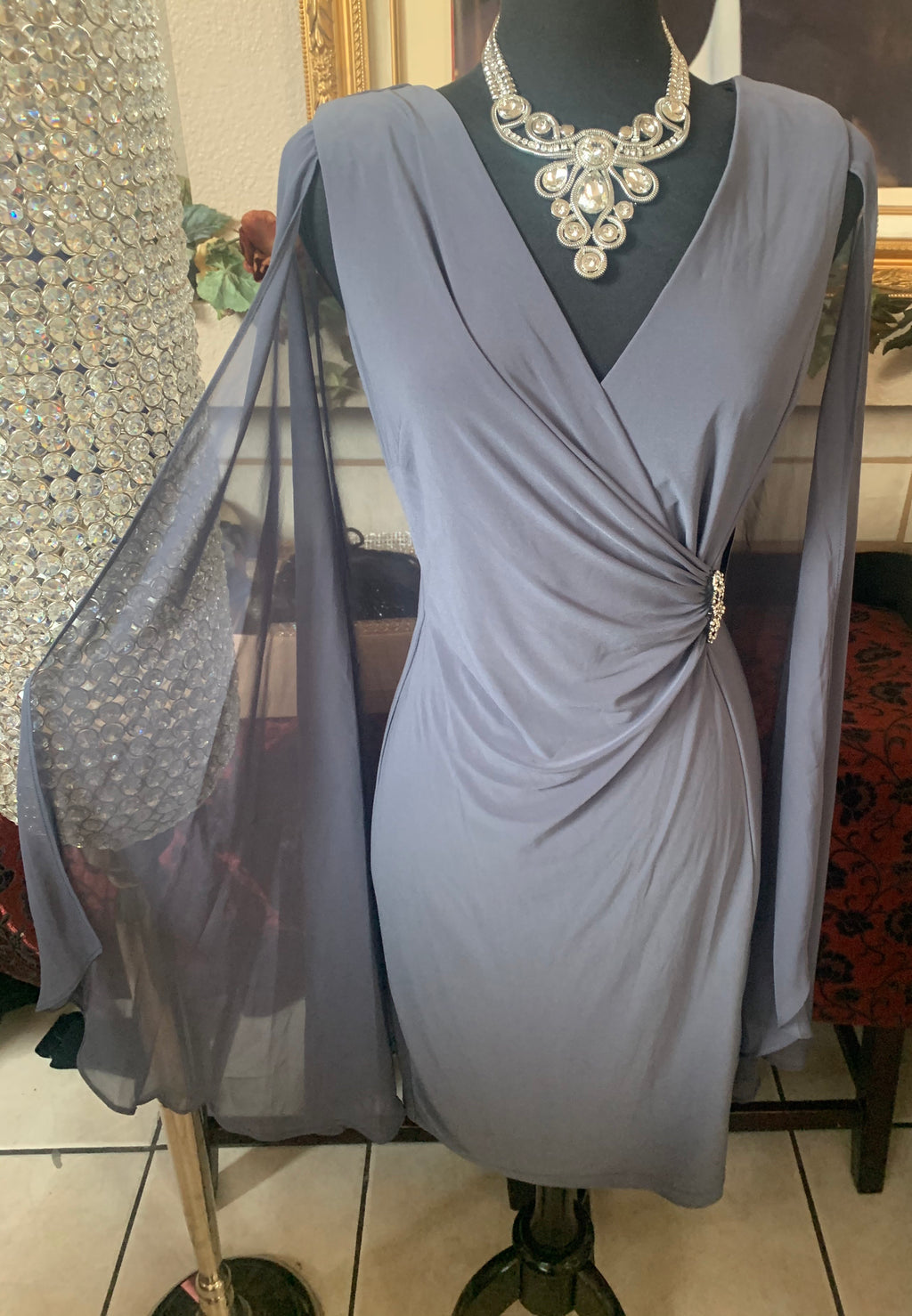 Beautiful Grey Cape Dress