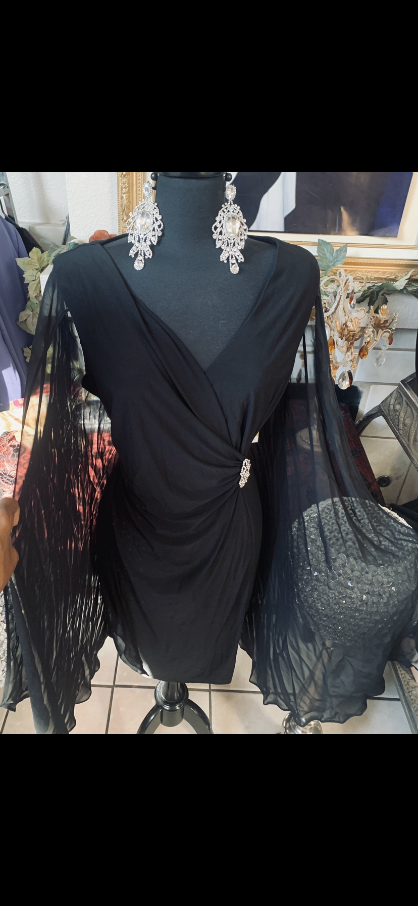 Beautiful Black Dress with Flare sleeves