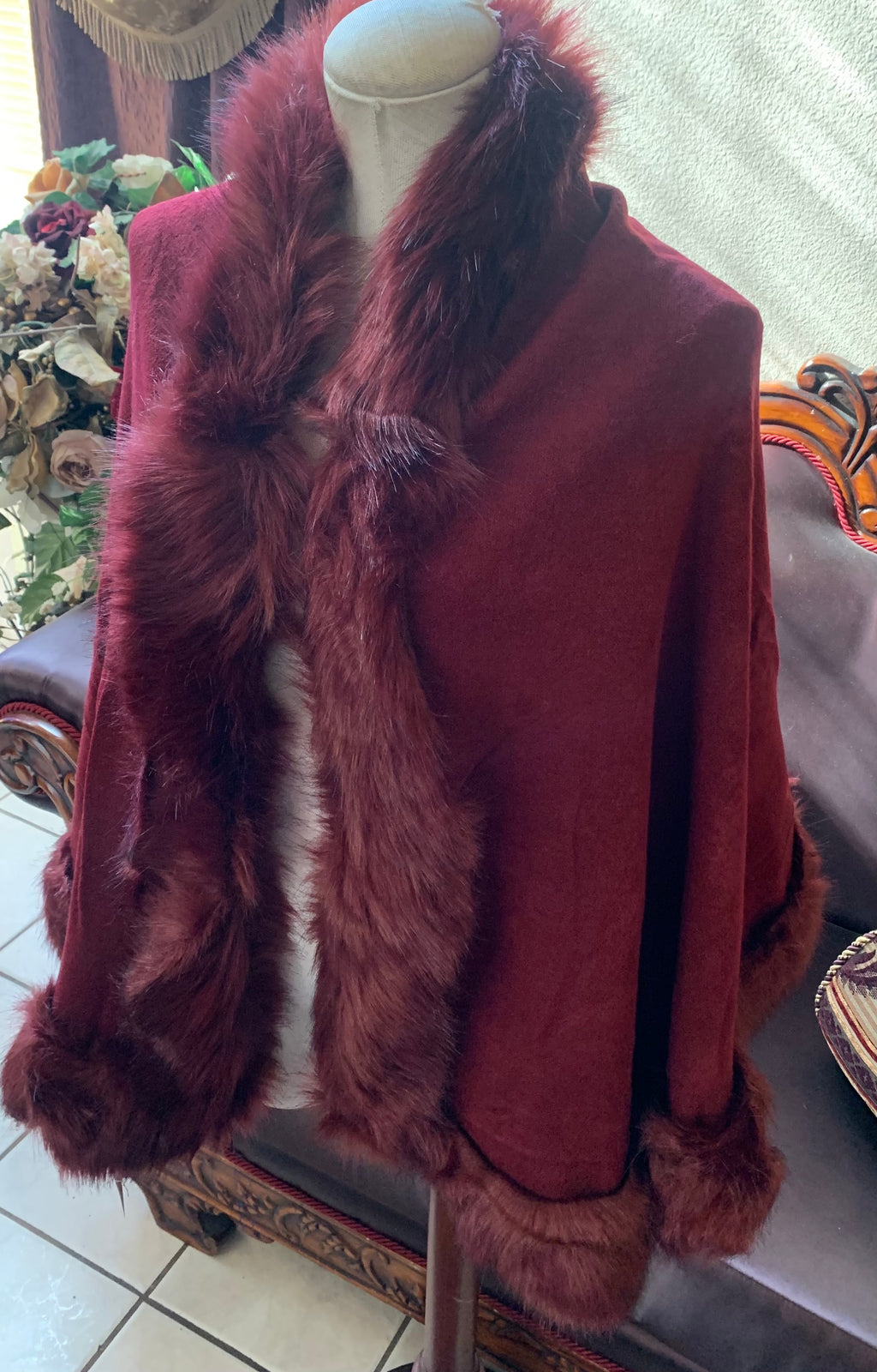 Beautiful Burgundy Fur Wrap