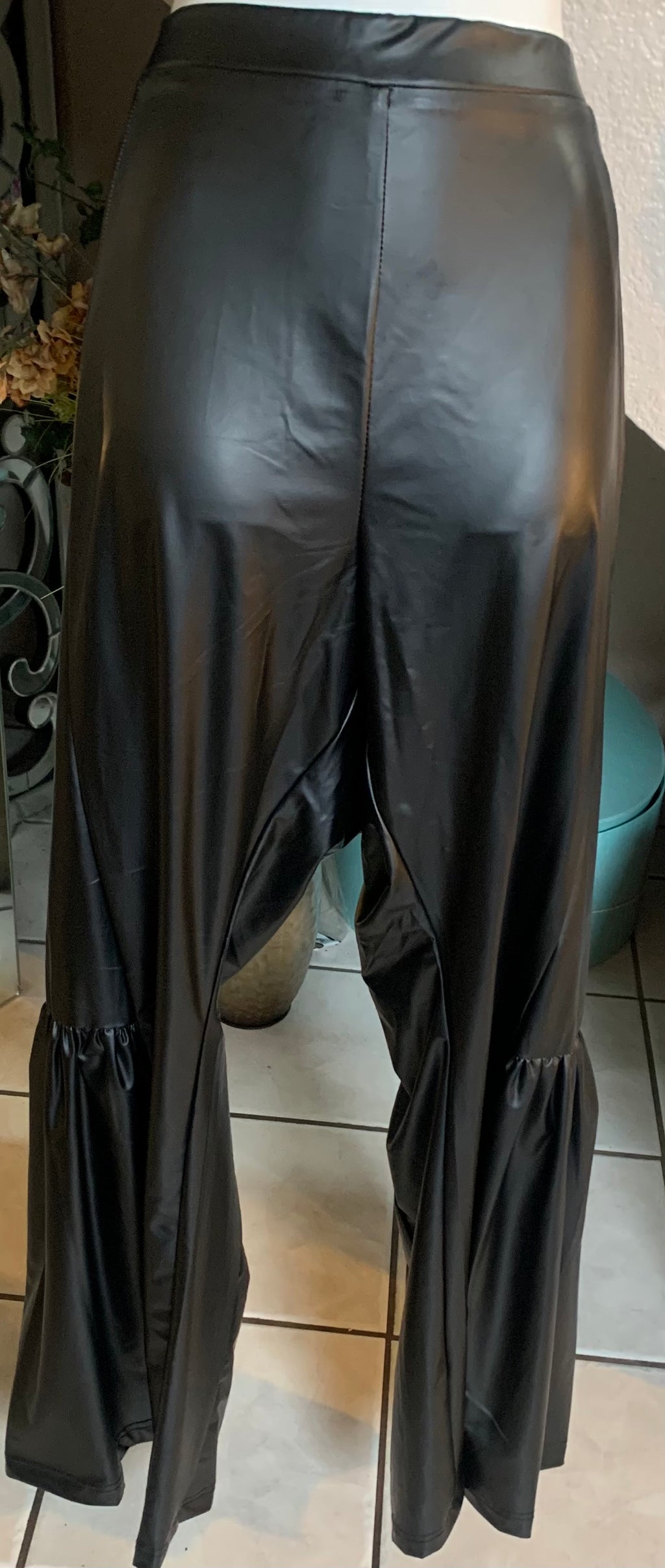 Beautiful Black Vegan Leather Bell Bottoms
