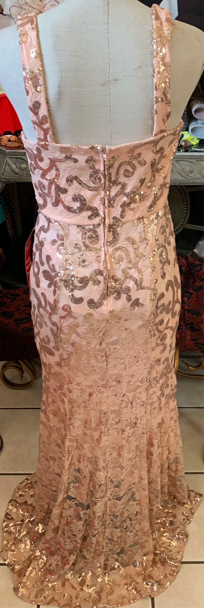 Peach Sequin Mermaid Dress