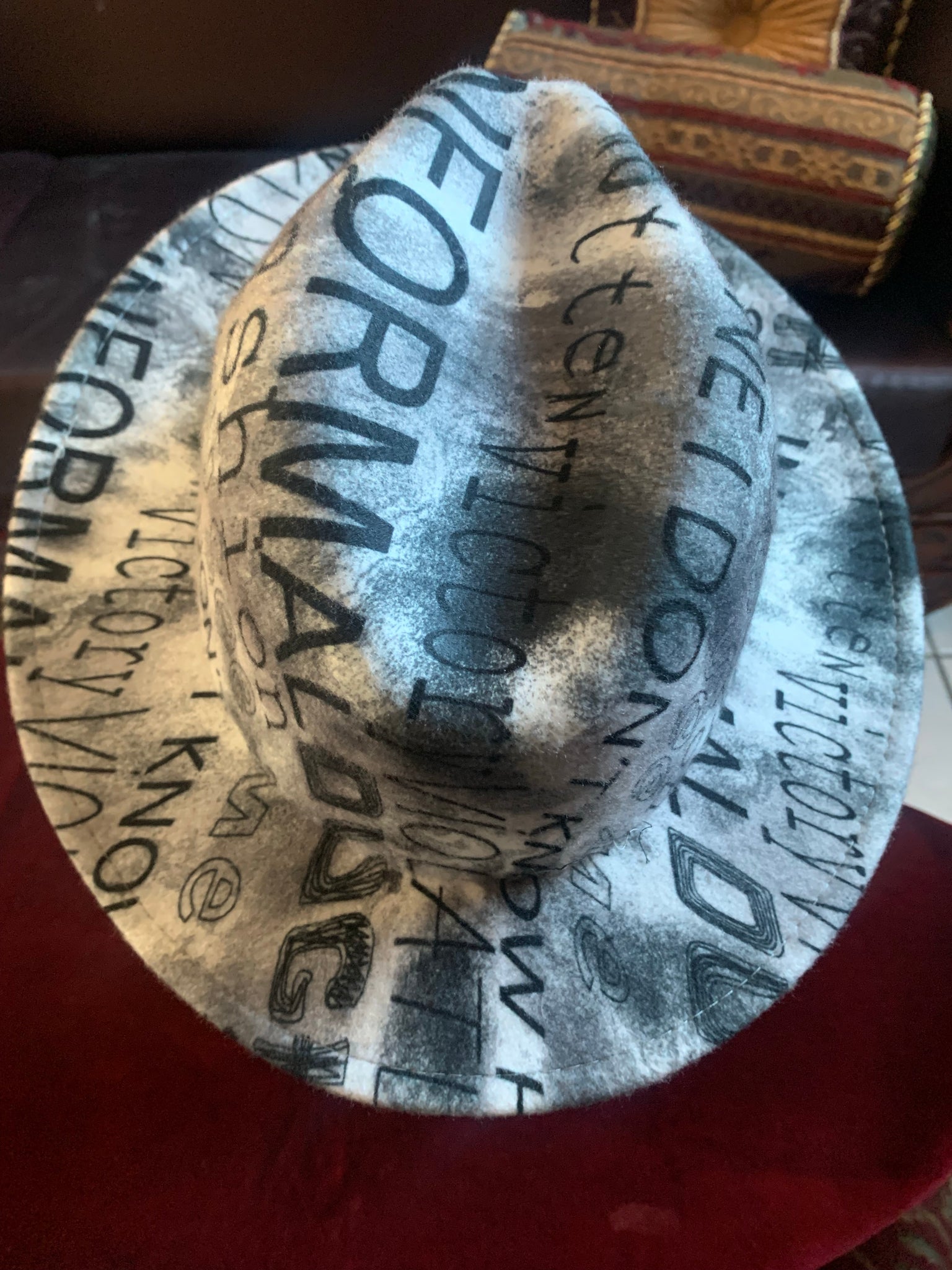 Beautiful Gray & Black Graffiti Fedora
